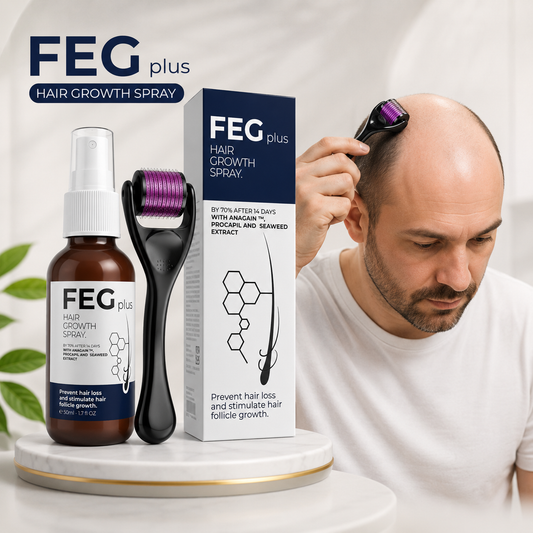 FEG Plus Hair Growth Spray with Derma Roller | Made in USA | Hair Care Kit | FEG Plus ہیئر گروتھ اسپرے مع ڈرما رولر | میڈ اِن USA | بالوں کی نگہداشت کٹ