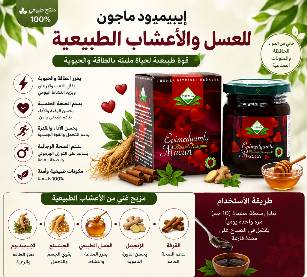 Themra Epimedium Herbal Macun with Natural Honey & Herbs – 240g | Premium Turkish Formula | إبيميديوم ماجون بالعسل والأعشاب الطبيعية | تركيبة عشبية فاخرة | 240 جم |