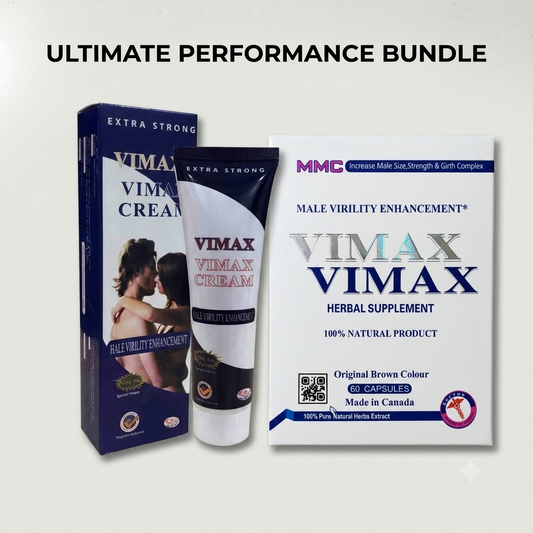 كومبو فيماكس – مكمل عشبي مع كريم | 60 كبسولة | تركيبة مميزة للعناية بالرجل | VIMAX Herbal Supplement & Cream Combo | 60 Capsules | Premium Men's Wellness Formula